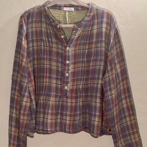 FreePeople x CP Shades Double Clothe Plaid Tunic Top Size L 100% cotton
